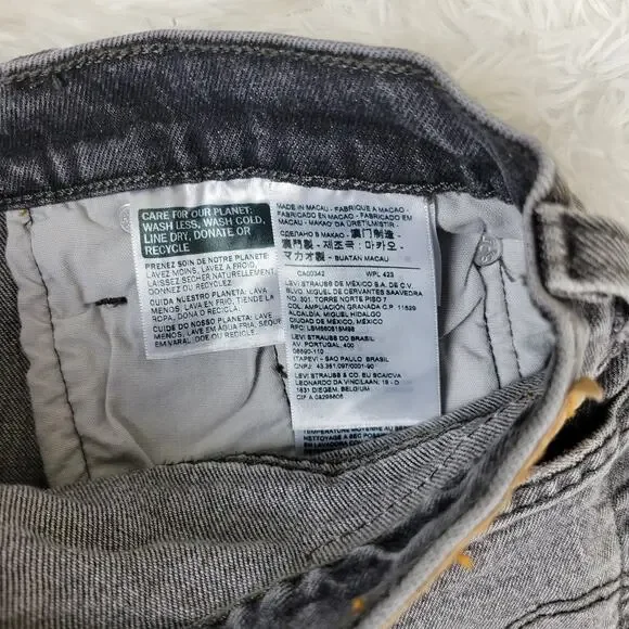 Levis 501 Original High Rise Grey Denim Cut Off Shorts Size W25 Button Fly - Picture 8 of 8